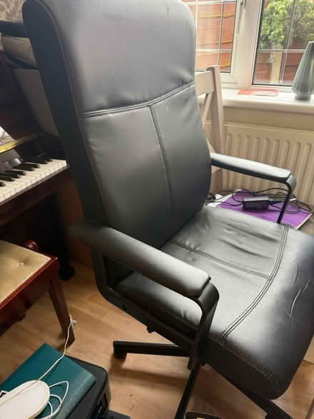 Photo of free black leatherette office chair (Urmston) #2