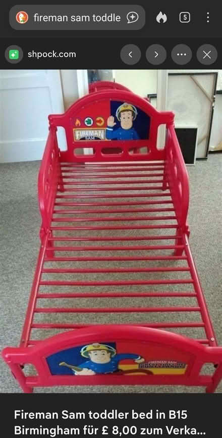 Photo of free Fireman Sam toddler bed (Brightons FK2) #1