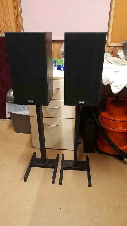 Photo of free Pair of Yamaha Speakers with Stands (Tolvaddon Downs TR14) #1