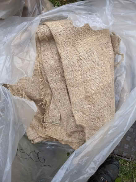 Photo of free Three big bags of Hessian fabric (Gorse Hill GU22) #1