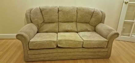 Photo of free Beige 3-Seater Fabric-Covered Sofa with Washable Covers (Whitchurch SY13) #1