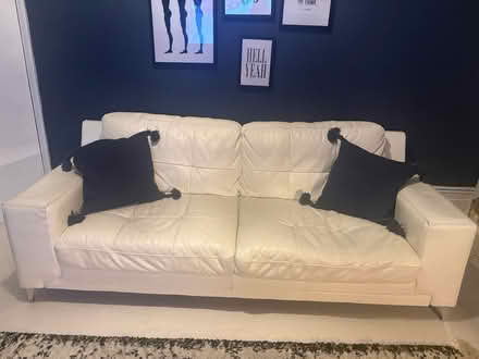 Photo of free White leather 3seater sofa (Acton W3) #2