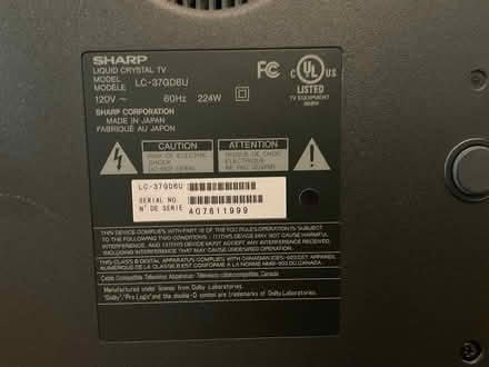 Photo of free TV,, Sharp Aquos 37” (Redwood City, Woodside Plaza) #3