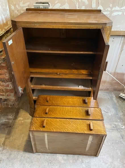 Photo of free Small oak cupboard with 3 draws (Eltham SE9) #1