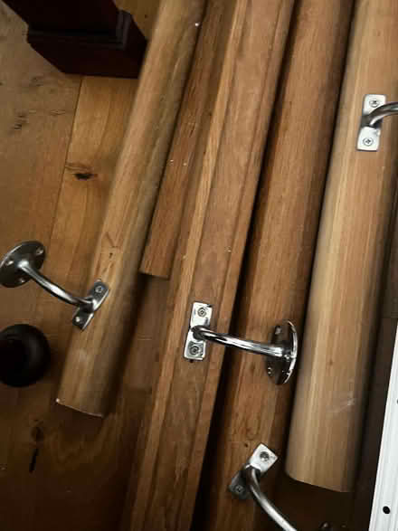 Photo of free oak hand rails with wall brackets (Holland Park W11) #3