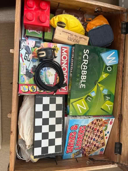Photo of free Wood chest with games (Fairfield Park) #2