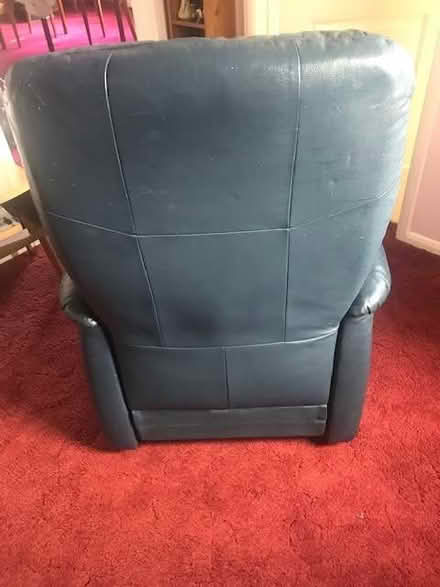 Photo of free Blue leather manual recliner chair (Marshland St James PE14) #4