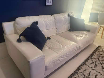 Photo of free DFS white leather 3 seater sofa (W3) #1