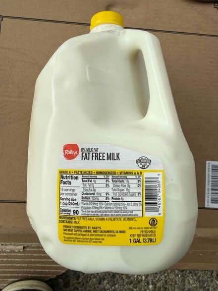 Photo of free Gallon of unopened fat-free milk (Valencia Avenue, Sunnyvale) #1
