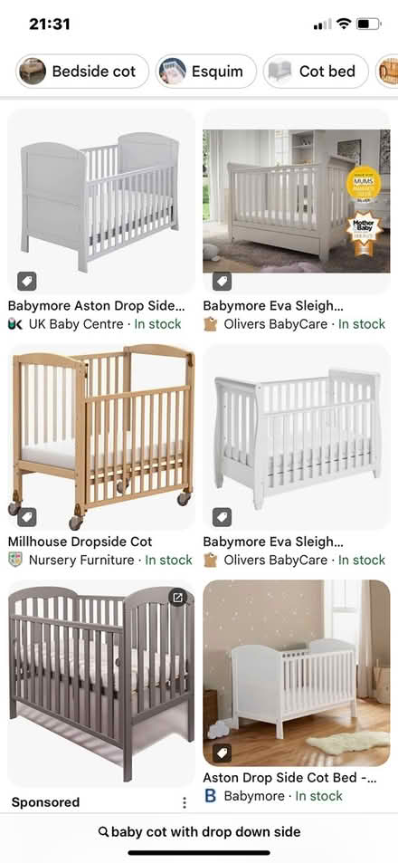 Photo of Cot with drop down side (Fairfield Road TS19) #1