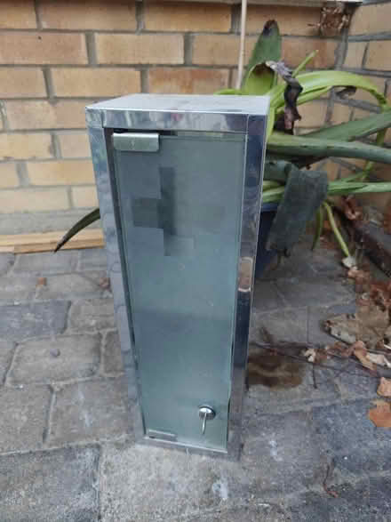 Photo of free Small metal medical cabinet with lock (Chafford Hundred RM16) #1
