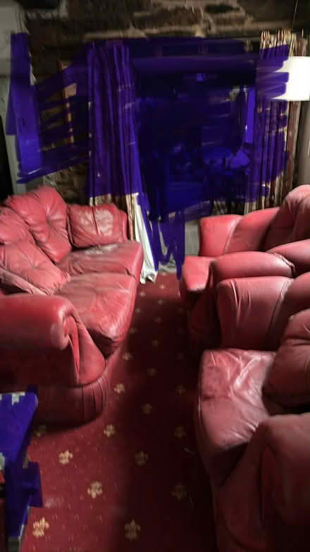 Photo of free Red leather three piece suite (Lloyney LD7) #1