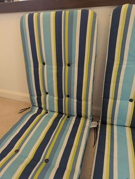 Photo of free Pair /2 blue striped sun lounger cushions (Harlaxton NG32) #3