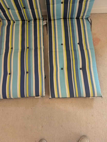 Photo of free Pair /2 blue striped sun lounger cushions (Harlaxton NG32) #4