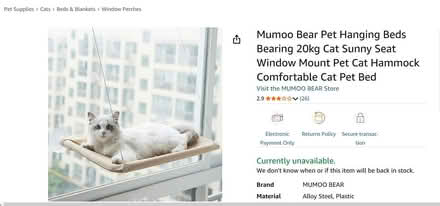 Photo of free Cat Hammock Window Perch (Midtown East) #1
