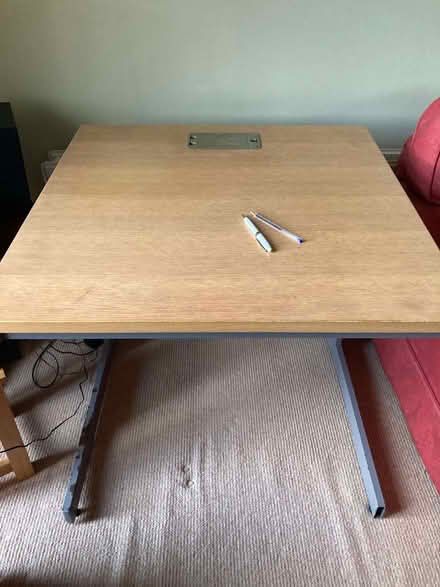 Photo of free Desk - small - light oak finish with metal legs (Lyncombe) #1