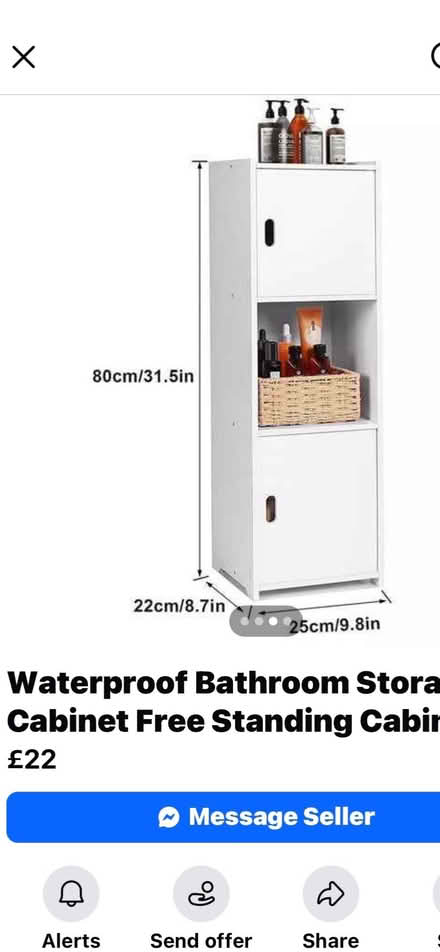 Photo of Bathroom standing slim white cupboard and shelf (Oxford OX2) #1