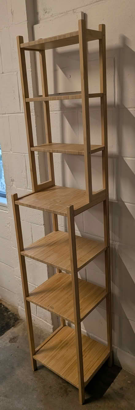 Photo of free Tall wood shelving unit (300 Witherspoon st, suite 201) #2
