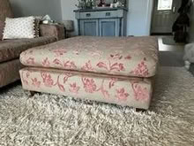 Photo of free Gorgeous beige/ pink linen weave fabric footstool/ pouffe. (Stafford ST17) #2