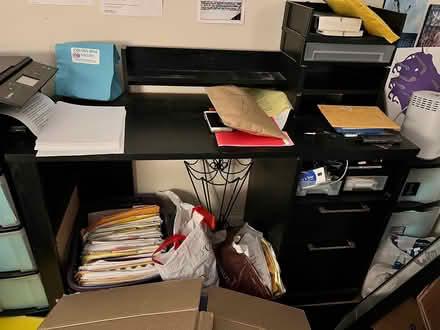 Photo of free Black desk with 2 sliding drawers (Harlem) #1