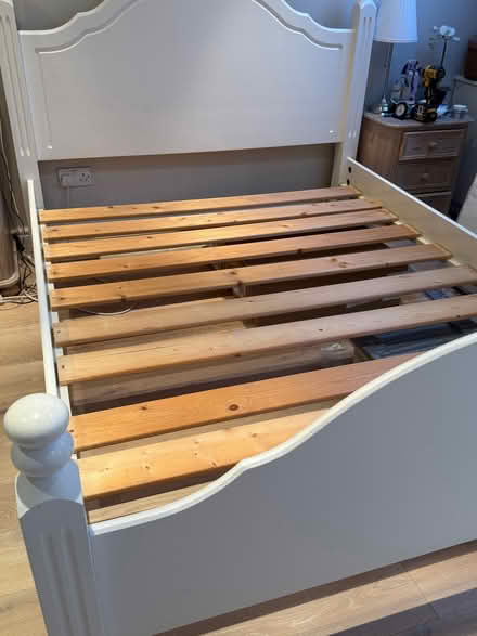 Photo of free Pine king size bed frame, painted white (Chiswick W4) #4