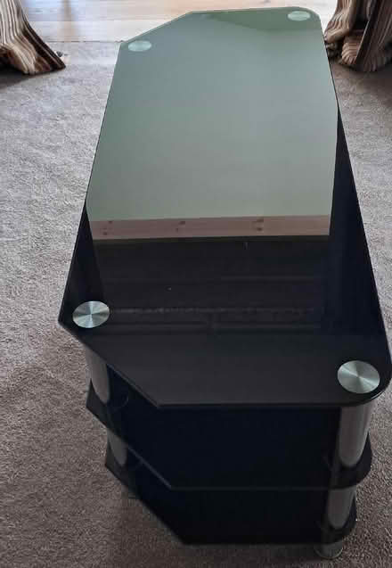 Photo of free Dark glass tv stand 3 shelves (Upton CH2) #1
