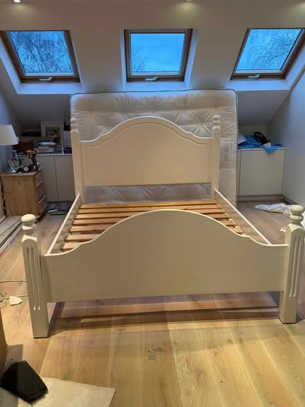 Photo of free Pine king size bed frame, painted white (Chiswick W4) #1