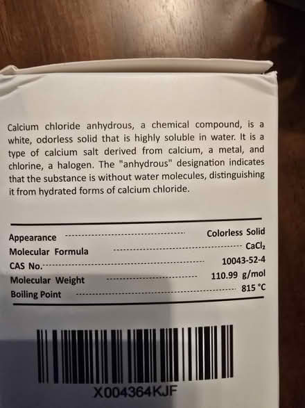 Photo of free New Jar. Calcium Chloride chemical (Arlington MA) #4