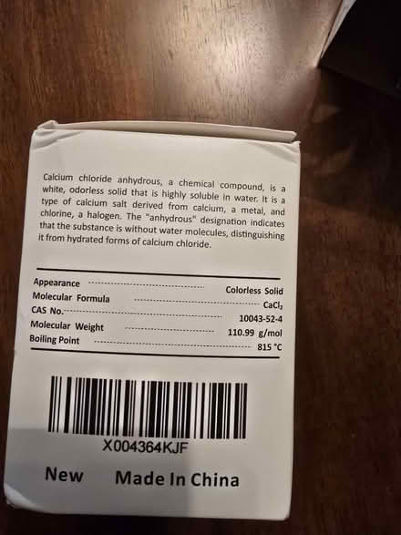 Photo of free New Jar. Calcium Chloride chemical (Arlington MA) #3