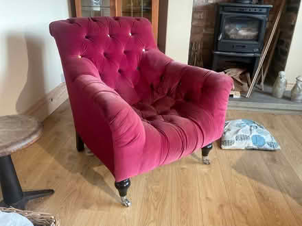 Photo of free Red velvet armchair (Tockwith) #1