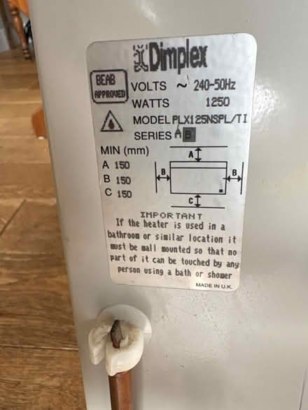 Photo of free Dimplex electric wall heater (Drum Brae EH4) #2