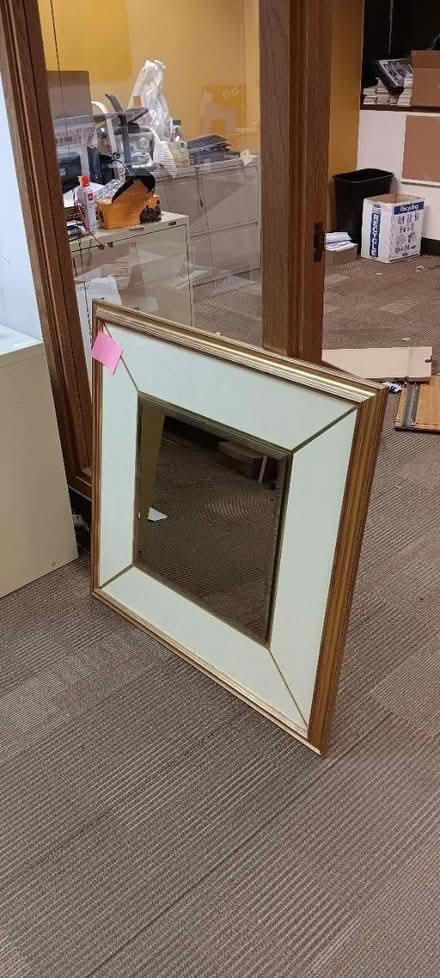 Photo of free 33" square framed smoked mirror (Maple Leaf) #1