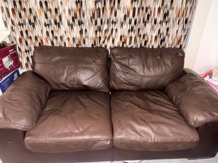 Photo of free Double brown leather sofa bed (Dartford DA1) #1