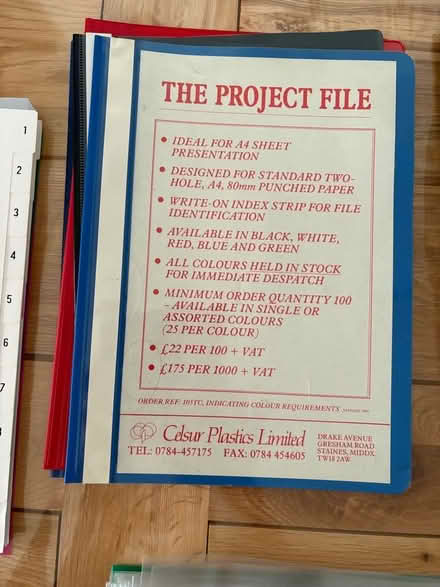 Photo of free Project folder (Whitegrove RG42) #1