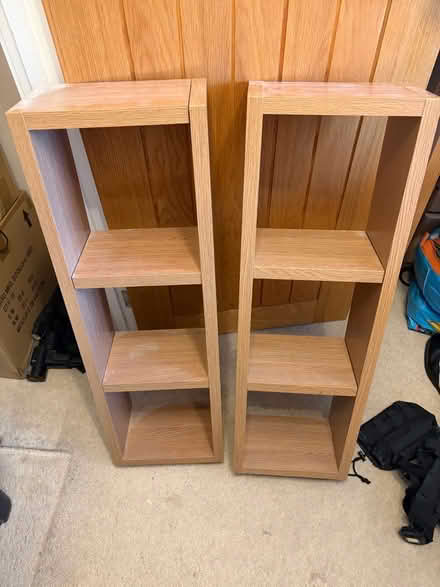 Photo of free Two shelf units oak effect (Poplars SG2) #1