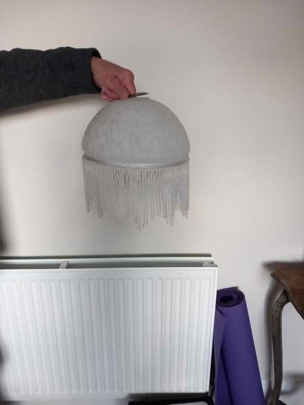 Photo of free white marbled glass lightshade, 1930s style (Bare LA4) #1