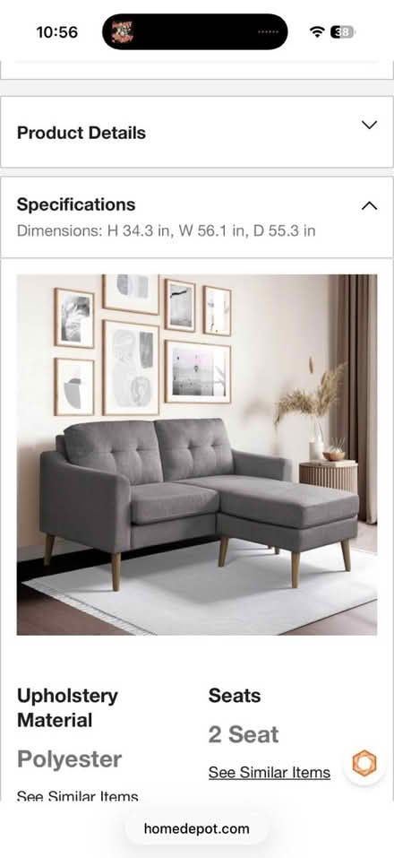 Photo of free Small loveseat/chaise (Southwest Portland) #1