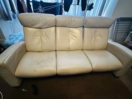 Photo of free White leather 3-seater sofa (Hove BN3) #1