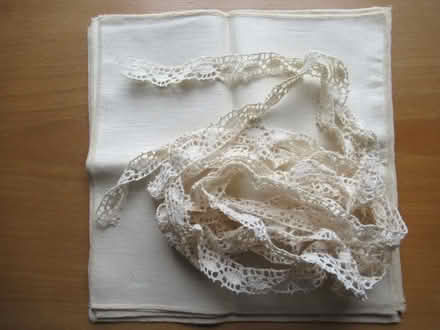 Photo of free Irish linen squares and lace trim (London Fields, E8) #1