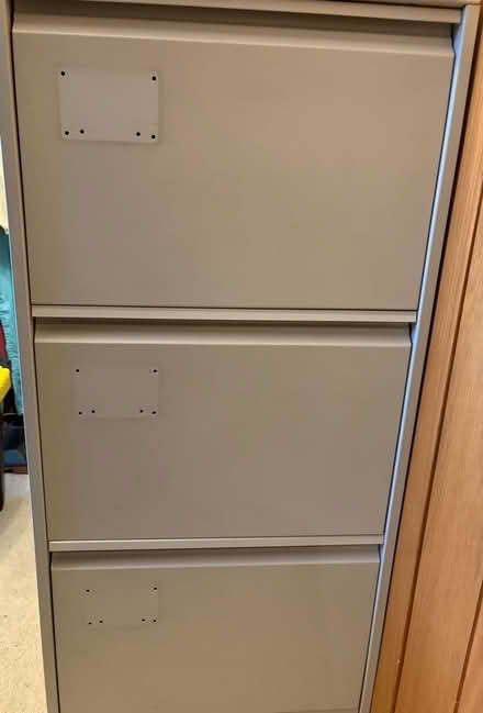 Photo of free Triumph filing cabinet with three drawers two keys (Poplars SG2) #2