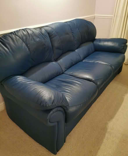 Photo of free Blue Sofa with 2 Armchairs (Brandwood End B14) #1