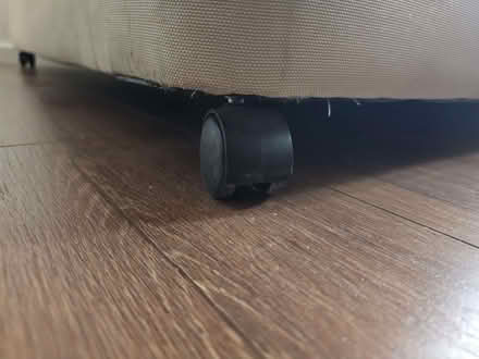 Photo of free Double bedframe with beige velvet headboard (Abbeville Village SW4) #3