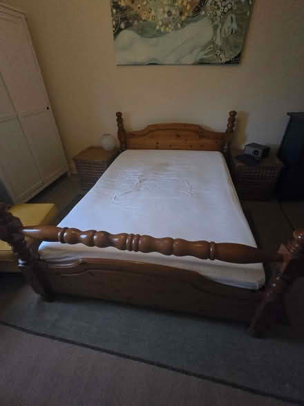 Photo of free Very solid pine double bed frame (and matress if desired) (Abbeyhill EH7) #1