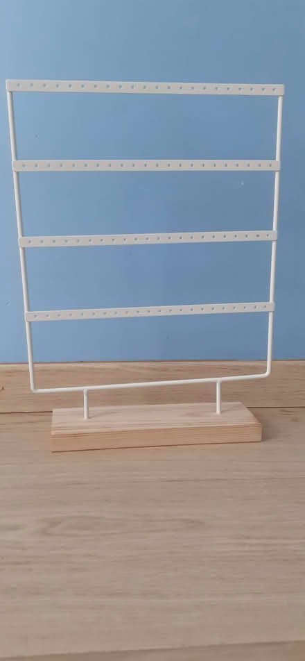 Photo of free Metal jewellery stand on wooden base (Wivelsfield Green RH17) #1