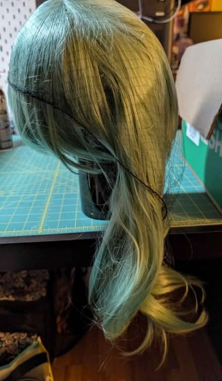 Photo of free Long light green/teal cosplay wig (Denbigh) #2