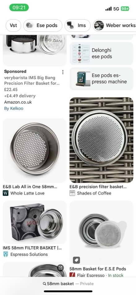 Photo of Coffee Portafilta Basket 58mm (Stroud Green N4) #1