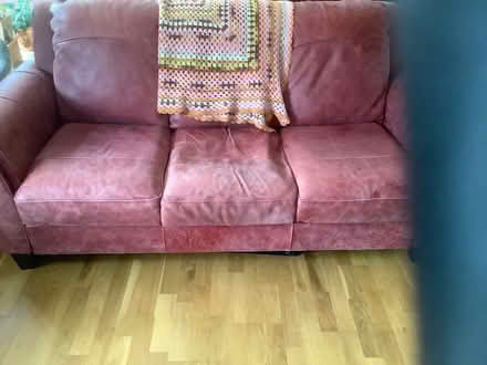 Photo of free Red Leather Sofa (Shoreham Beach) #2