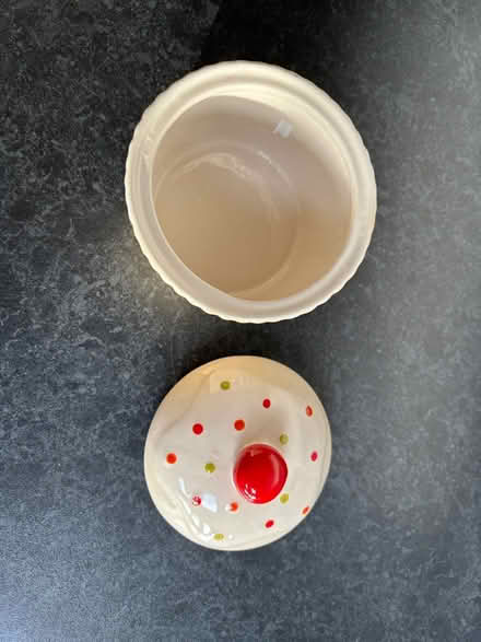 Photo of free Ceramic Cupcake shaped pot with lid (Wigston Magna LE18) #3