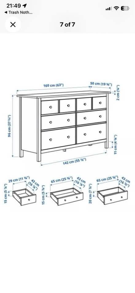 Photo of free IKEA Hemnes draws large (KT9 Chessington) #4