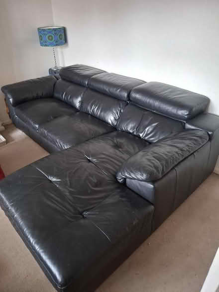 Photo of free Black Leather Corner Sofa (Intake S12) #2